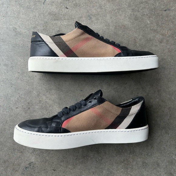 Burberry House Check Cotton and Leather Sneakers Size 37 - Picture 2 of 7